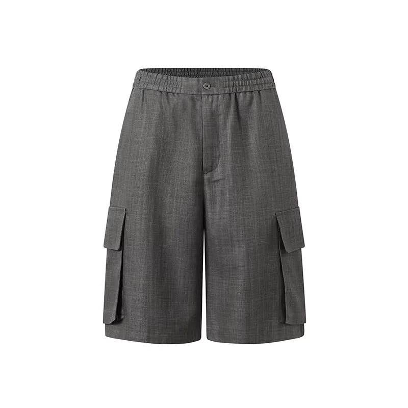 ROYA Men's Tencel Linen Cargo Shorts with Drawstring and Patch Pockets