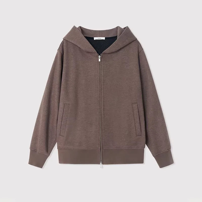 ROYA Merino Wool Cotton Zip Hoodie