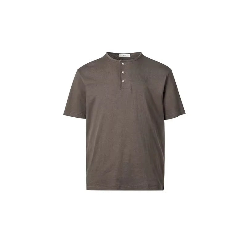 ROYA Hemp Cotton Blend Textured Henley T-Shirt