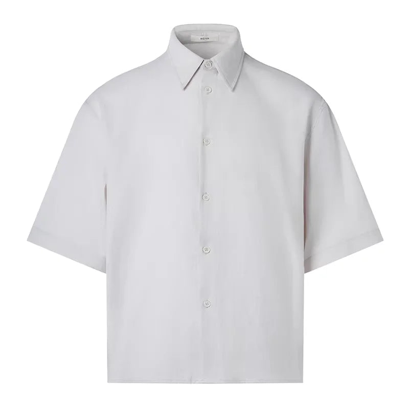 ROYA Men's Linen-Blend Short Sleeve Shirt - Relaxed Fit