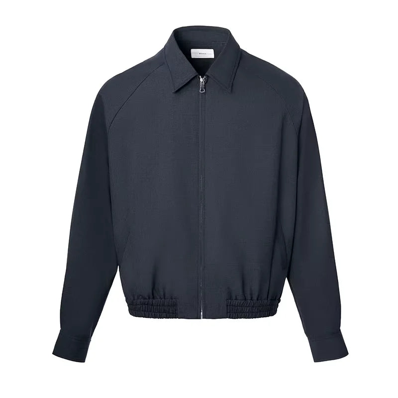 ROYA Relaxed Fit Wool Zip Jacket with Collar