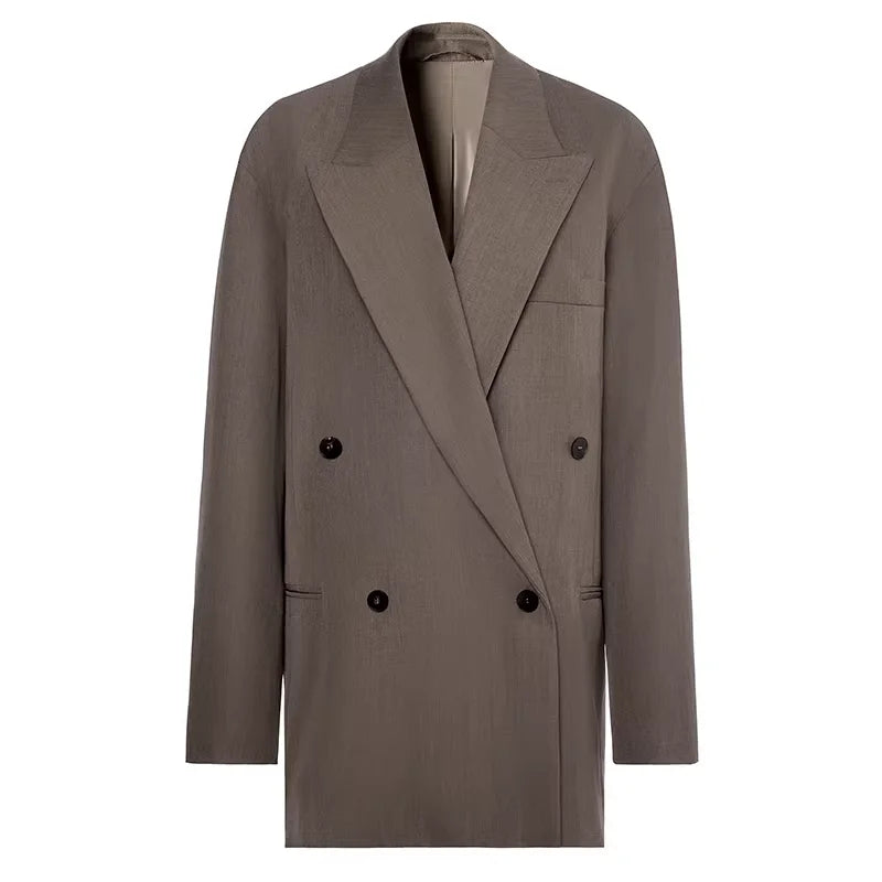 ROYA Men's Oversized Double-Breasted Wool Blend Suit
