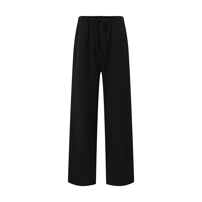 ROYA Merino Wool Drawstring Wide-Leg Trousers