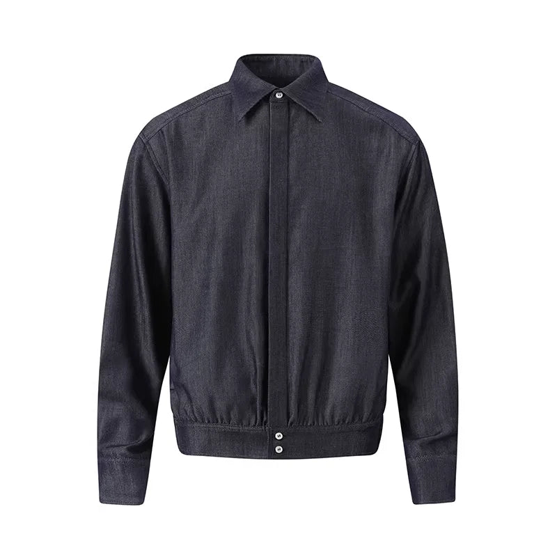 ROYA Silk Tencel Denim-Style Short Jacket