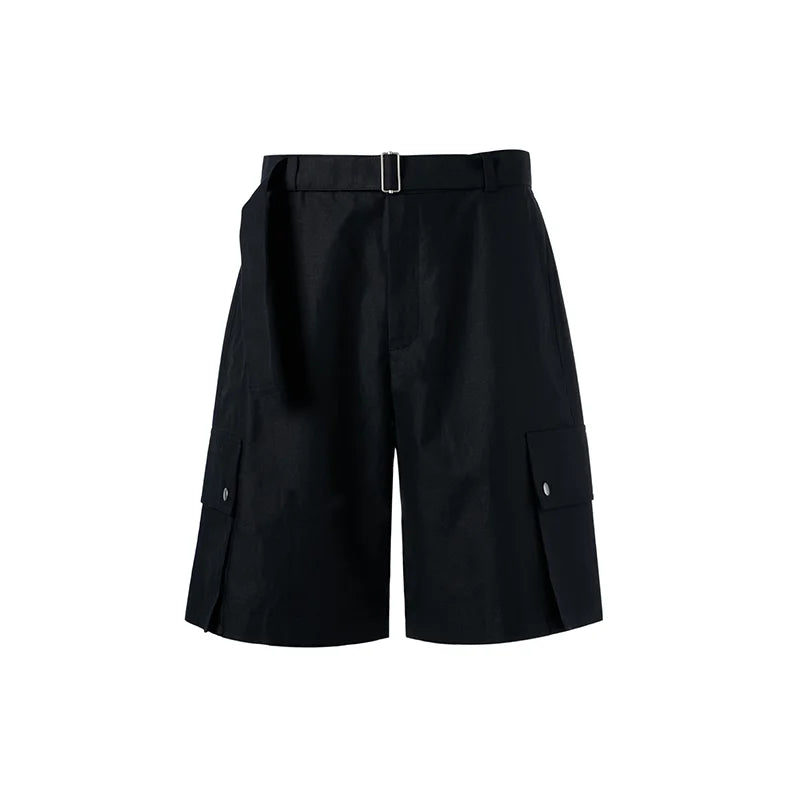 ROYA Belted Utility Cargo Shorts with Flap Pockets
