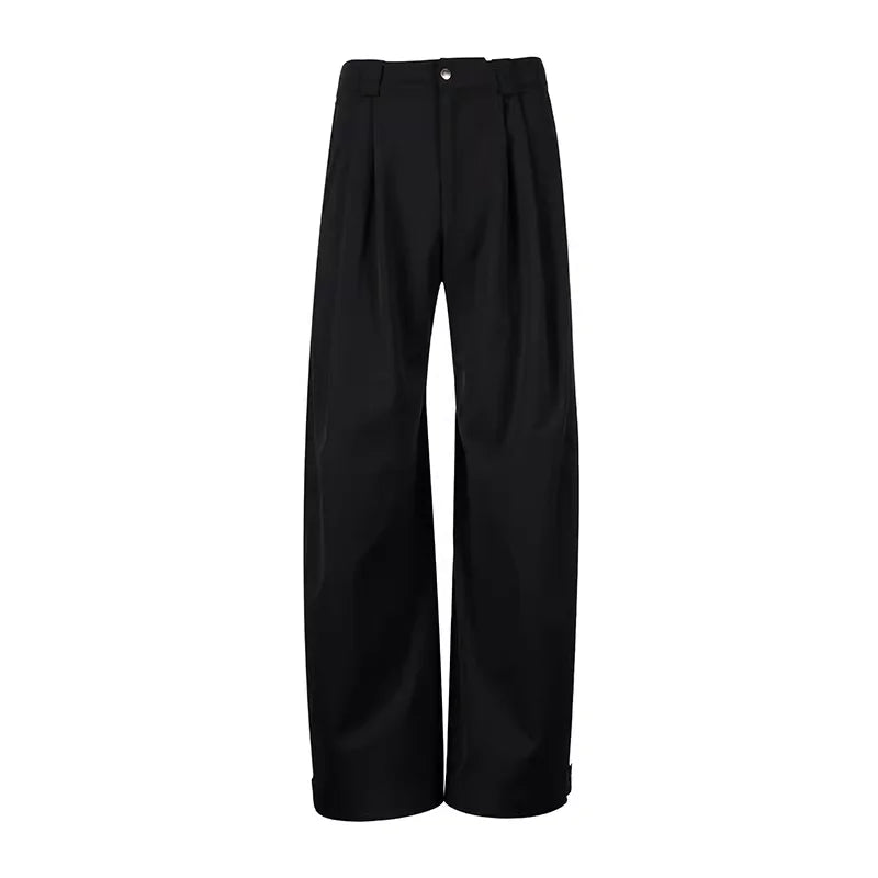 ROYA Men's Wide-Leg Linen Cotton Pleated Trousers