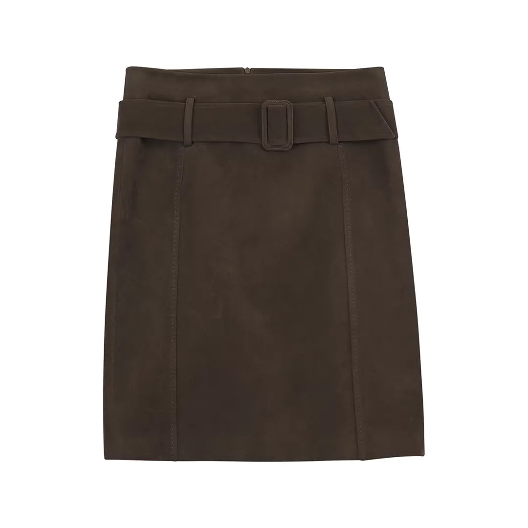 Simple Project Olive Suedette A-Line Skirt