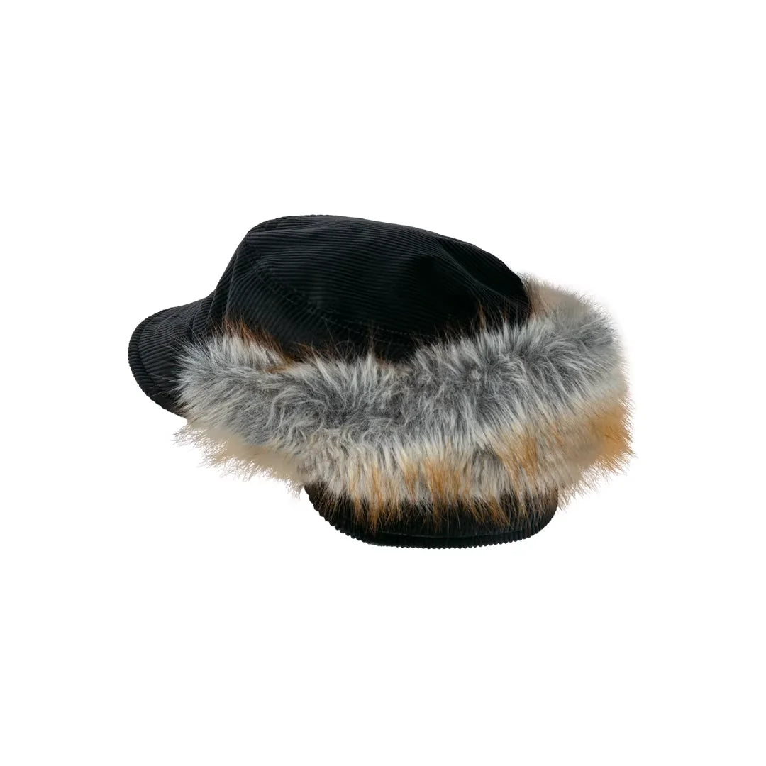 Simple Project Corduroy Fur-Lined Earflap Cap