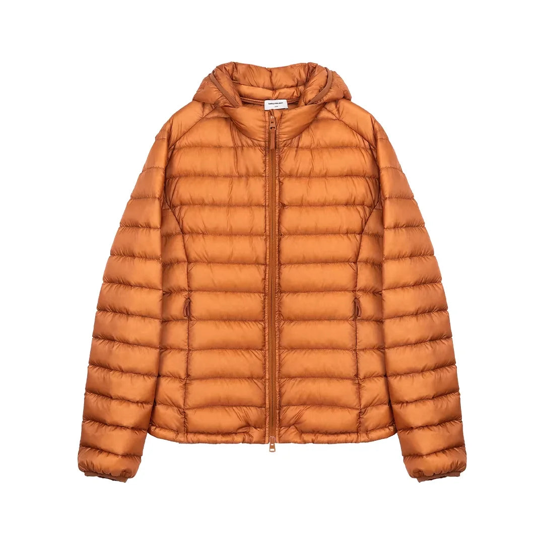 Simple Project Men's Slim Fit 2-Way Lightweight Puffer Jacket with Detachable Hood