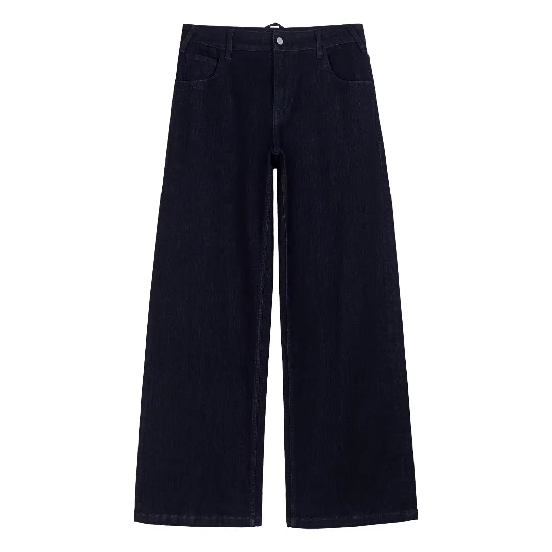 Simple Project Women's Dark Blue Wide-Leg Jeans