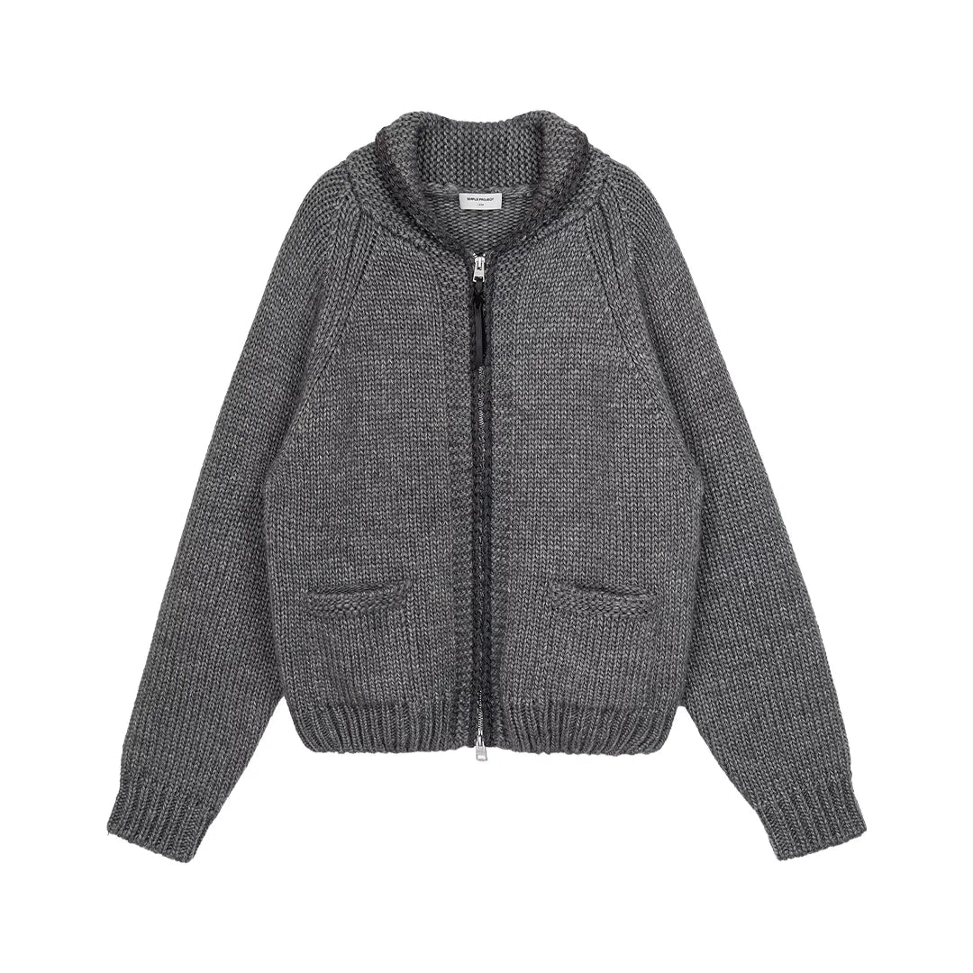 Simple Project Men's Knotted Wool Zip-Up Sweater