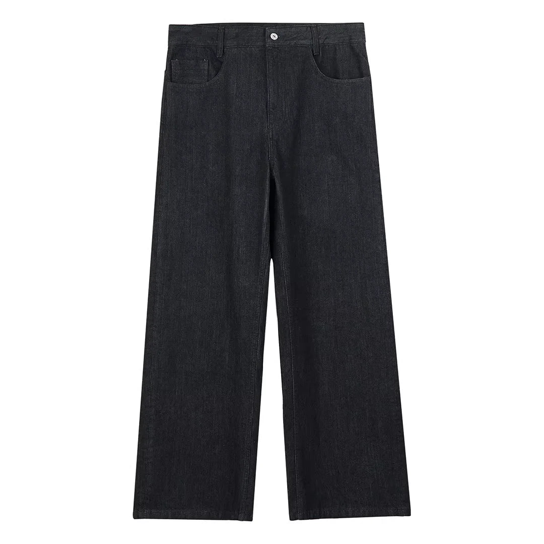 Simple Project Men's Black Selvedge Wide-Leg Jeans