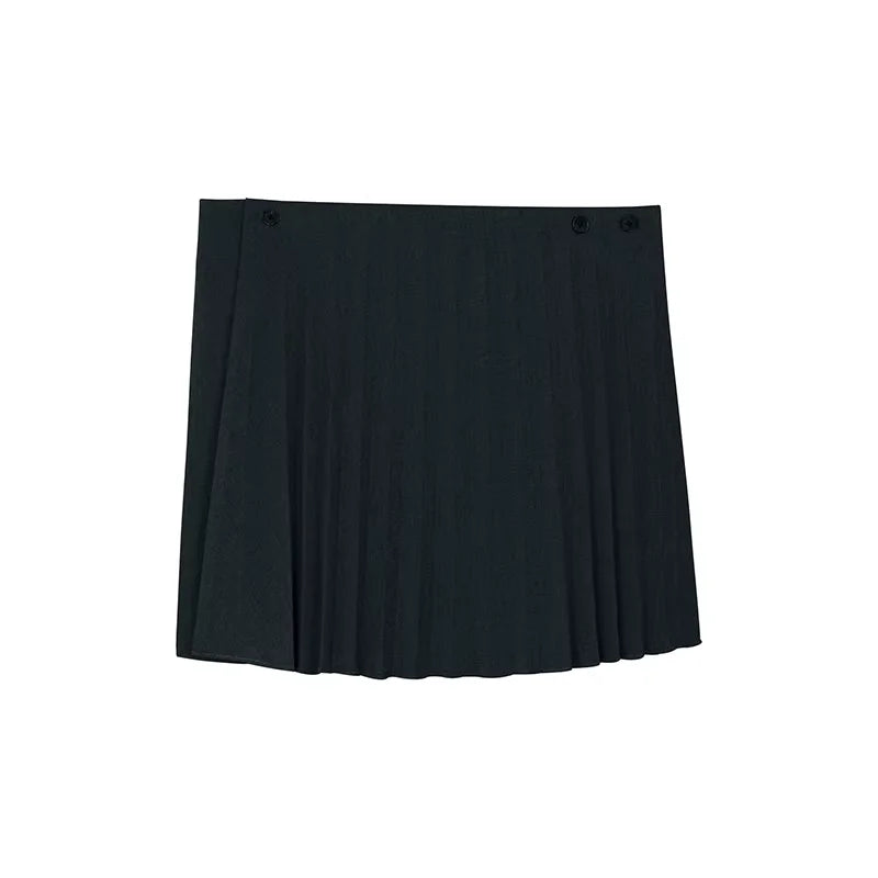 Simple Project Adjustable Waist Pleated Wrap Mini Skirt