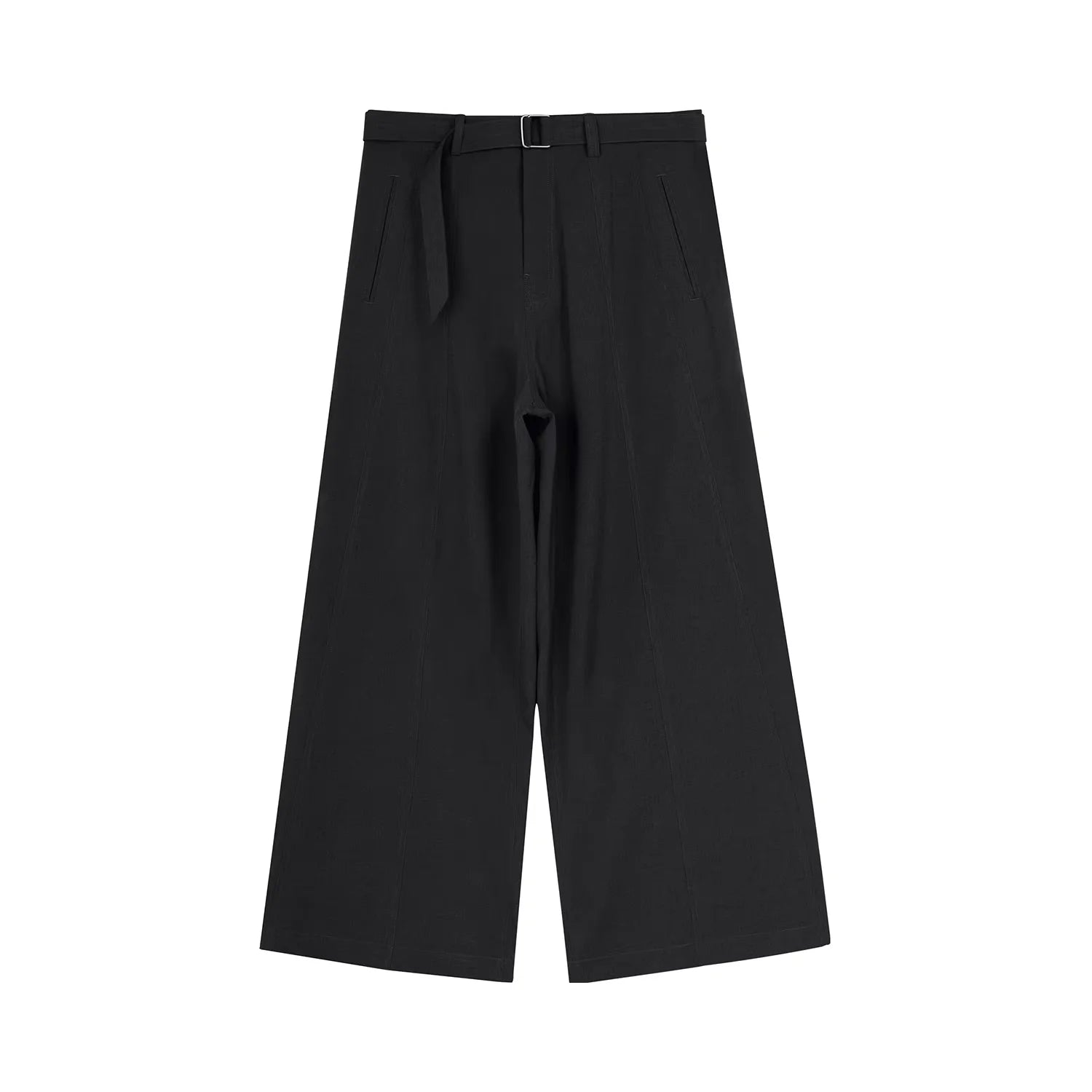 Simple Project Unisex Wide-Leg Trousers with Waistband and Pleated Detailing