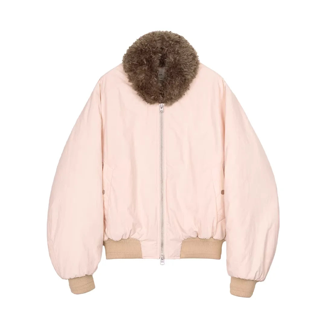 Simple Project Men's Bomber Jacket with Faux Fur Collar
