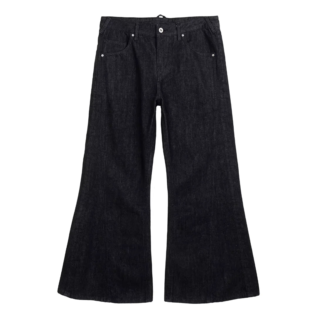 Simple Project Women's High-Rise Flared Selvedge Jeans - Dark Blue