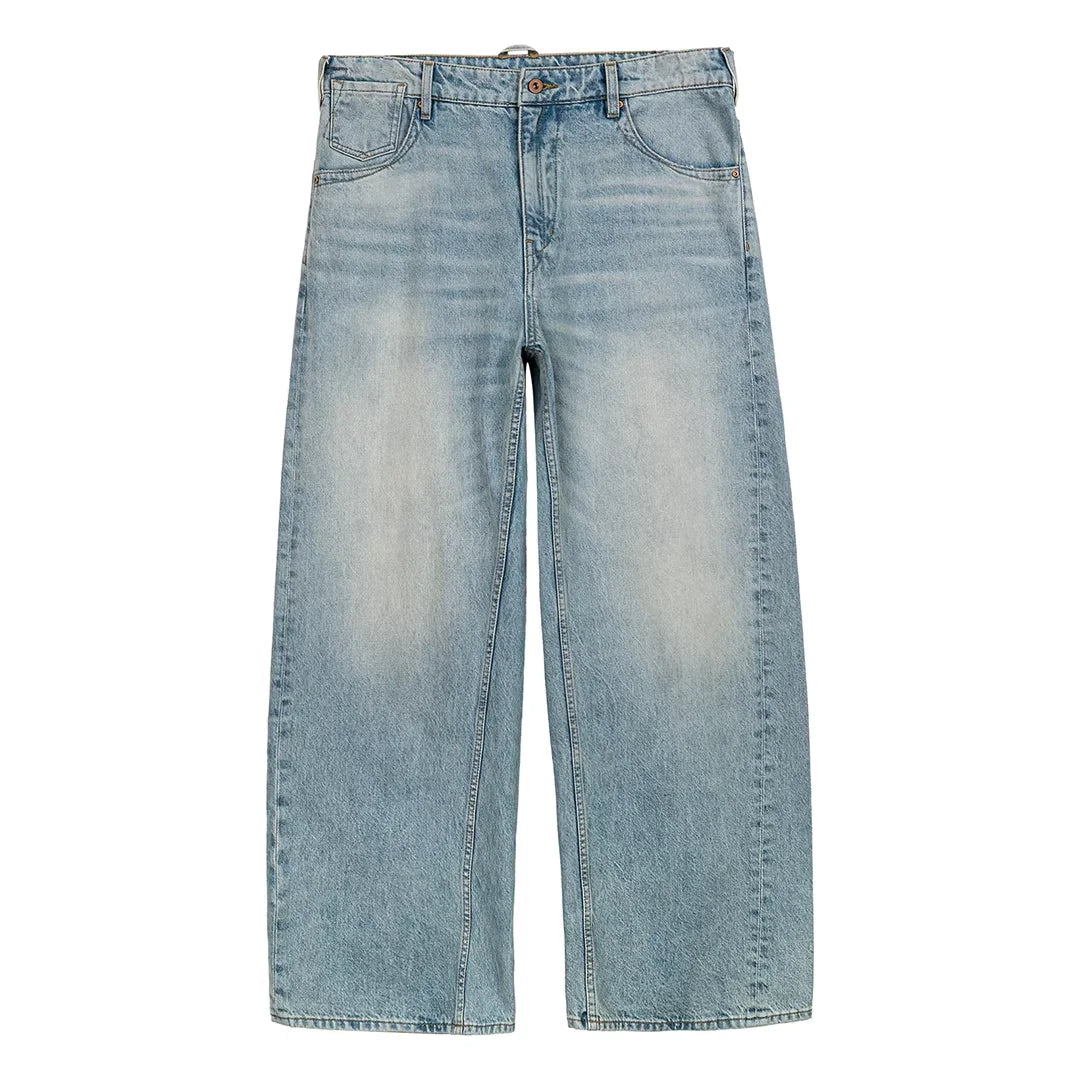 Simple Project Washed Indigo Wide-Leg Jeans