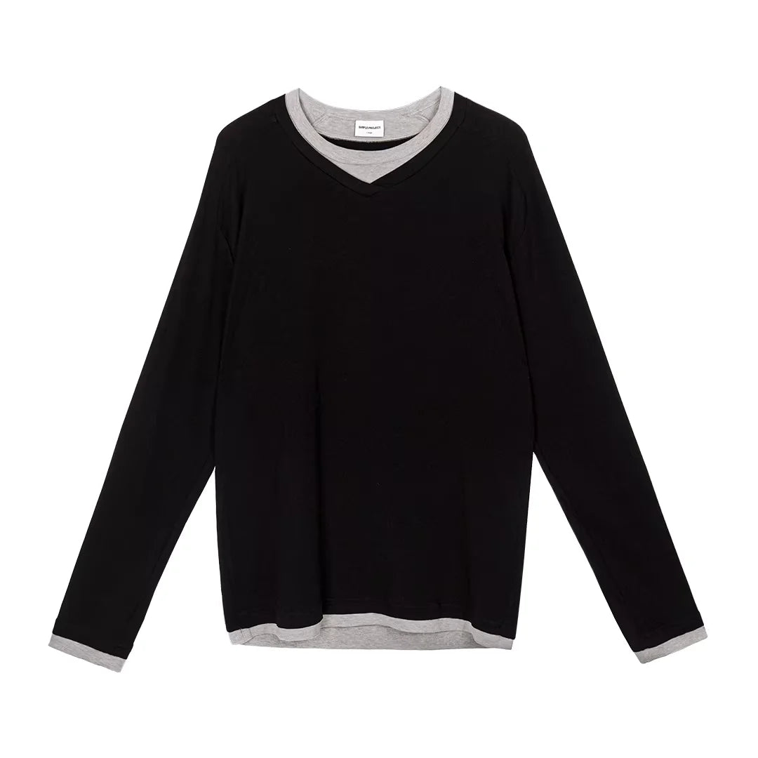 Simple Project Merino Wool Faux Layered Crewneck T-Shirt