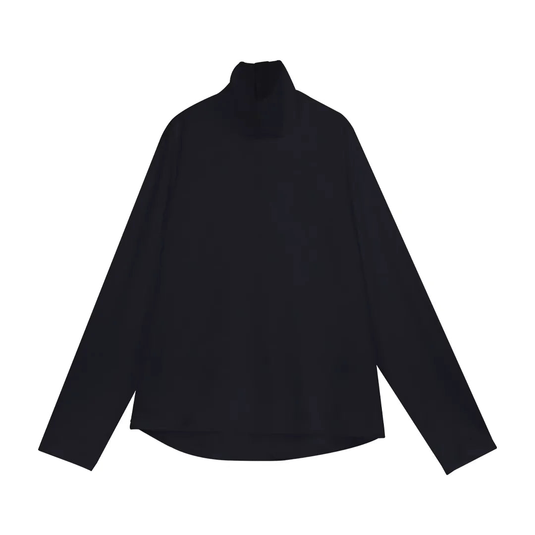 Simple Project Mock-Neck Long Sleeve Shirt with Back Button Detail