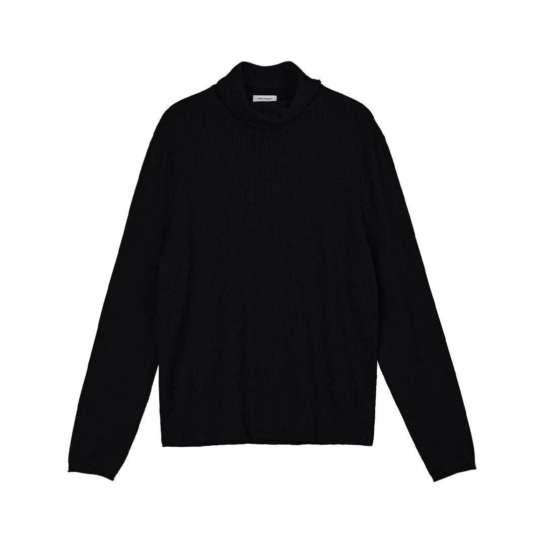 Simple Project Men's Light Blue Ribbed Knit Turtleneck Sweater