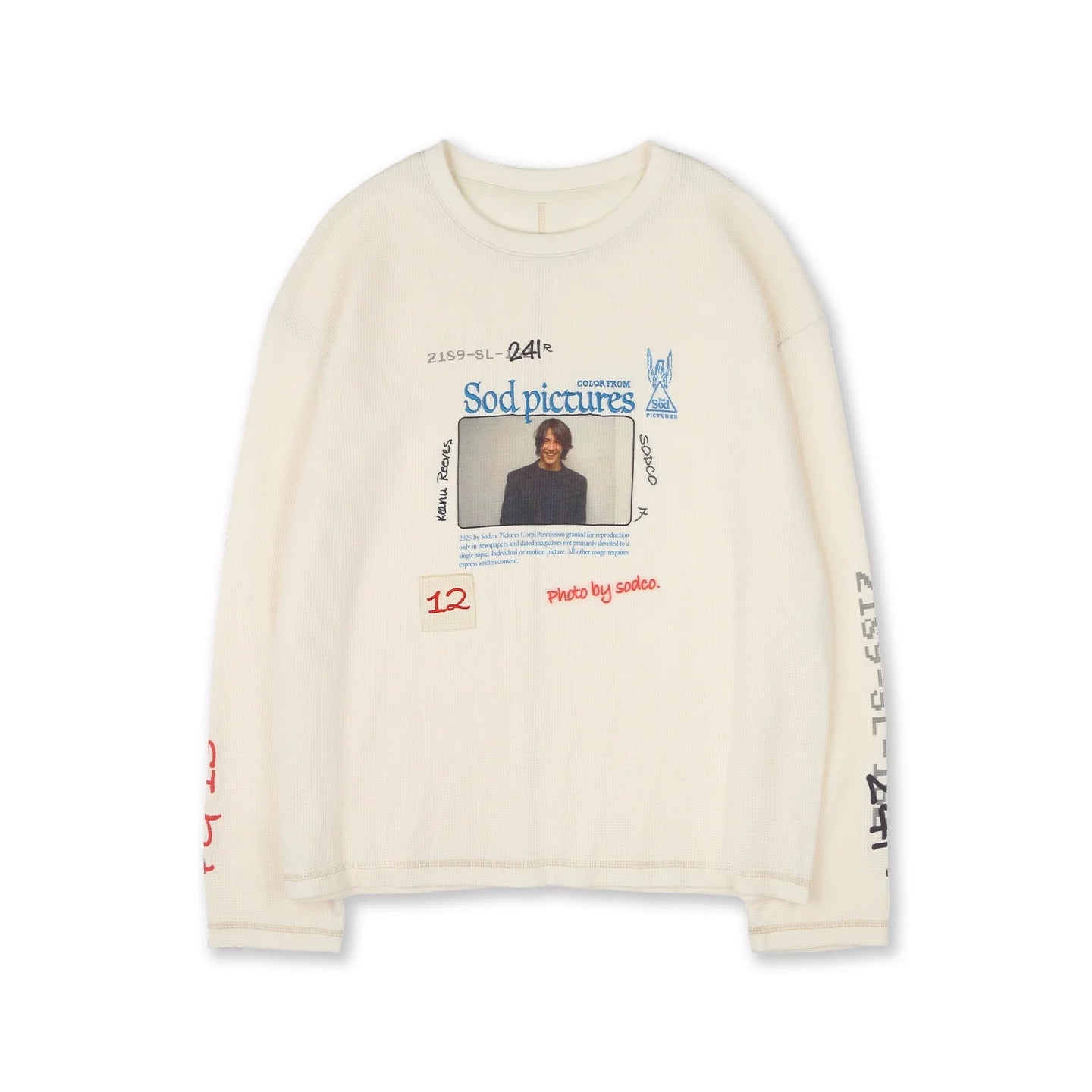 SOD Online Store Oversized Waffle Knit Long Sleeve Graphic Sweatshirt