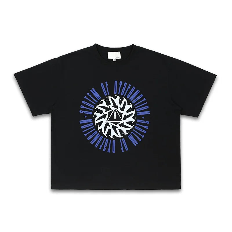 SOD Online Store Black Graphic Print Cotton T-Shirt with Crew Neck