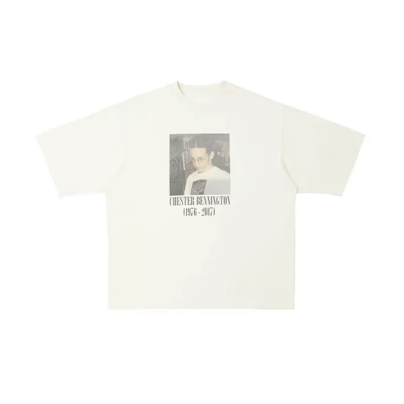 SOD Online Store Off-White Vintage Tribute T-Shirt with Chester Bennington Graphic