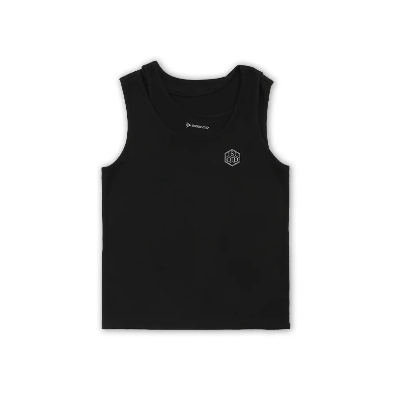 SOD Online Store Boys Black Ribbed Sleeveless Tank Top