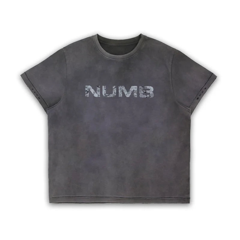 SOD Online Store Men's Vintage Distressed Washed T-Shirt with 'NUMB' Slogan