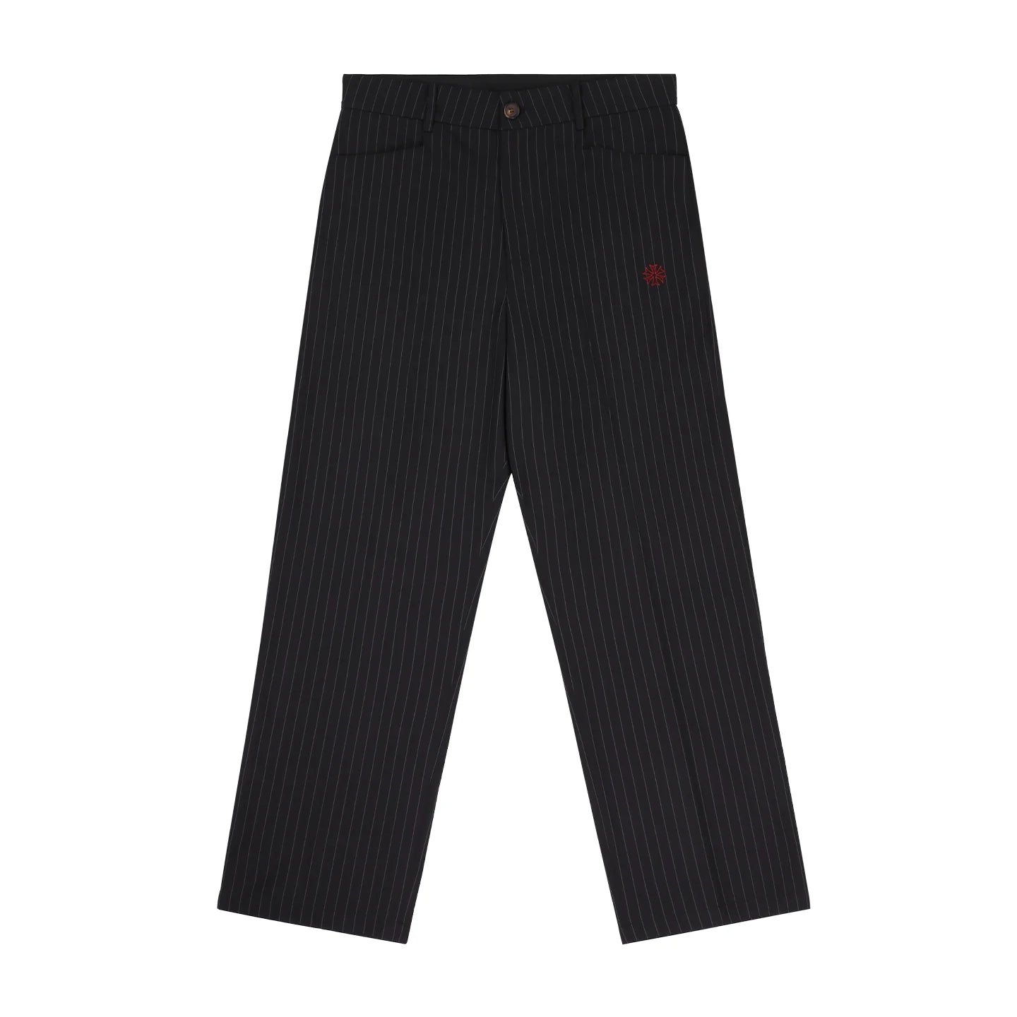 SOD Online Store Men's Pinstripe Straight-Leg Trousers with Embroidered Detail