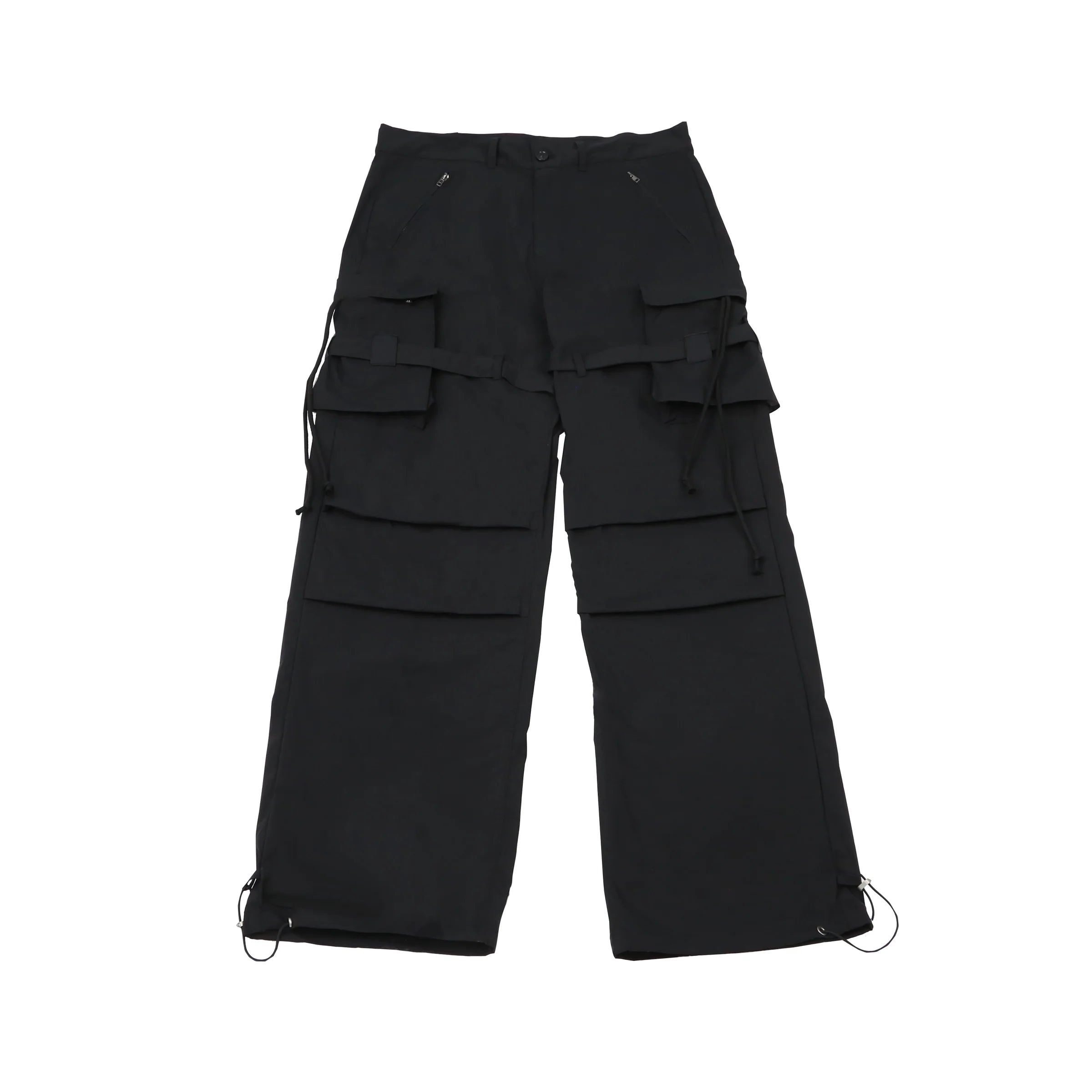 SOD Online Store Men's Black Flared Cargo Pants with Detachable Straps