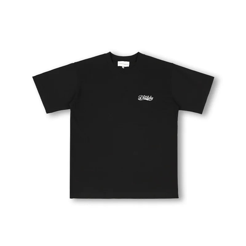 SOD Online Store Men's Black Cotton Crew Neck T-Shirt with 'Daddy Cool' Embroidery