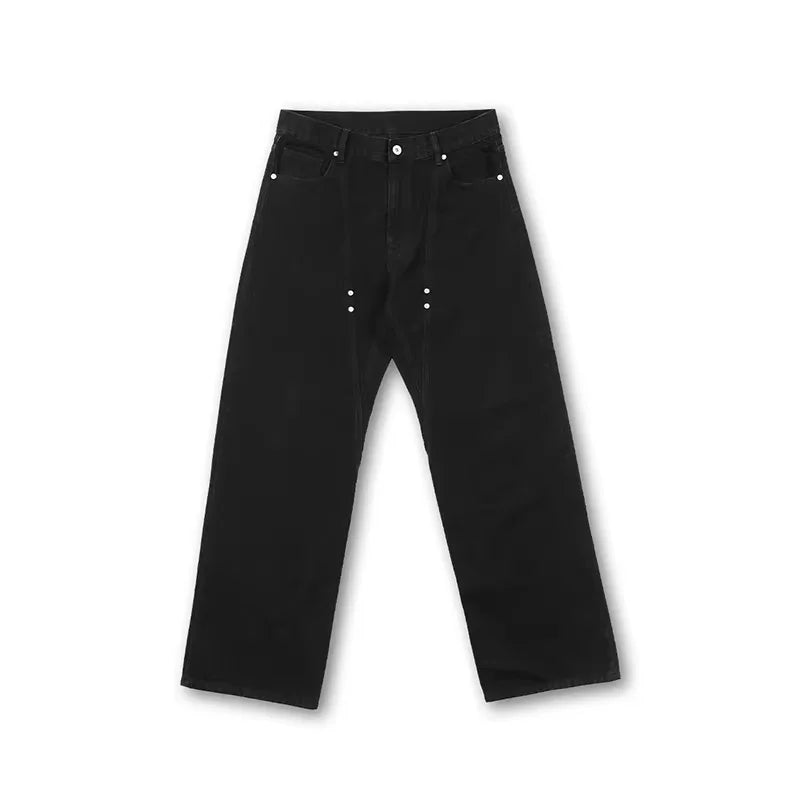 SOD Online Store Men's Black Wide-Leg Twisted Seam Denim Jeans