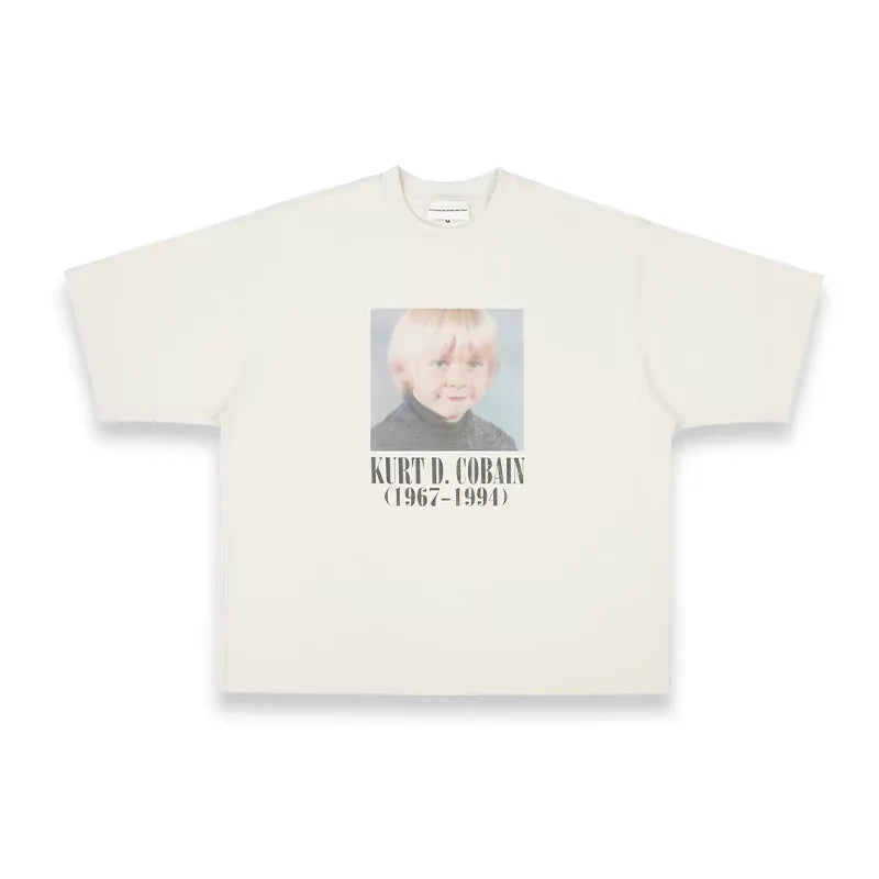 SOD Online Store Vintage Washed Boxy Fit Off-White T-Shirt with Graphic Print