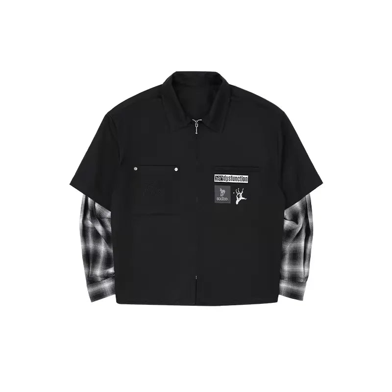 SOD Online Store Men's Vintage Plaid Sleeve Work Shirt Jacket
