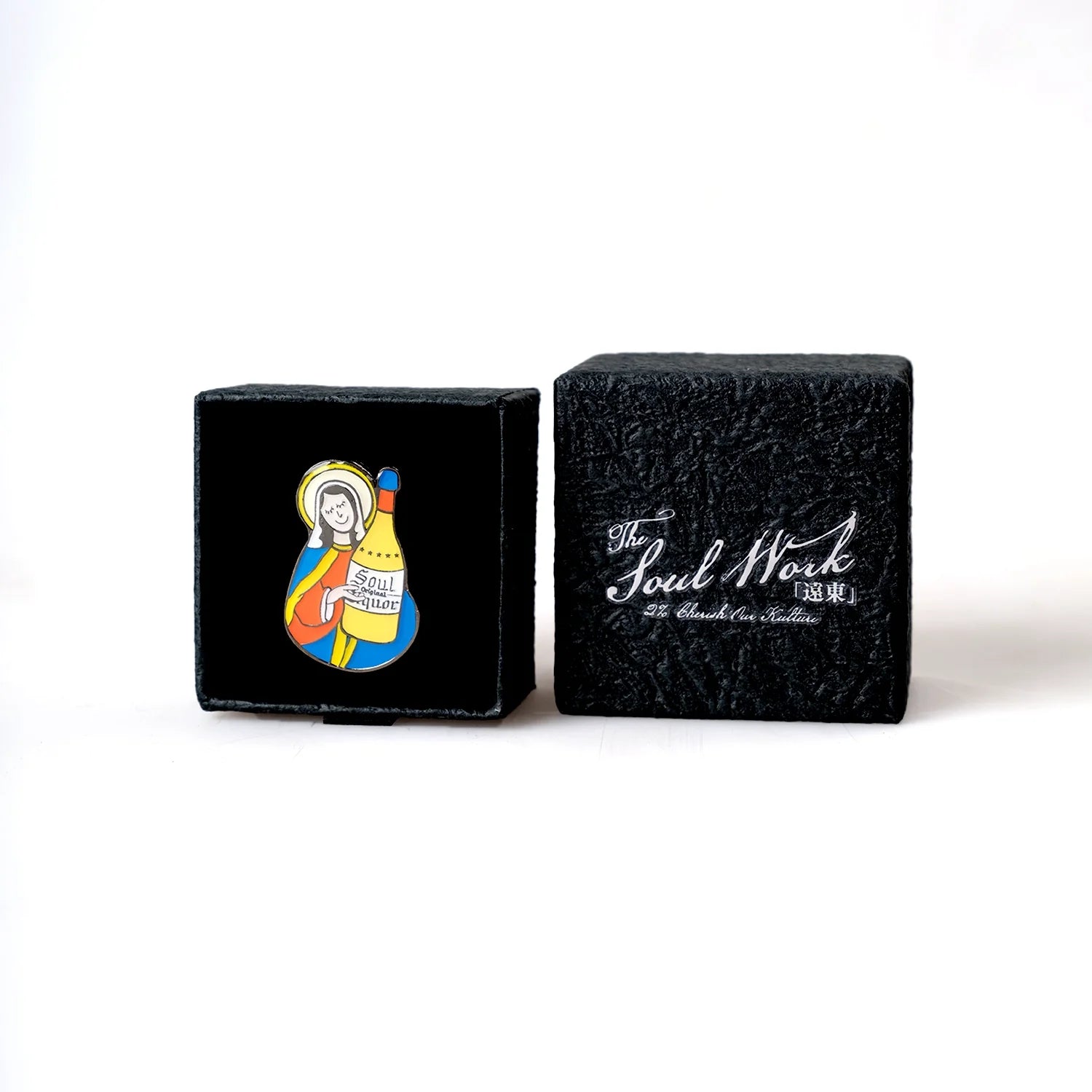 SWFI Far East Retro Enamel Metal Brooch with Religious Pop Art Design