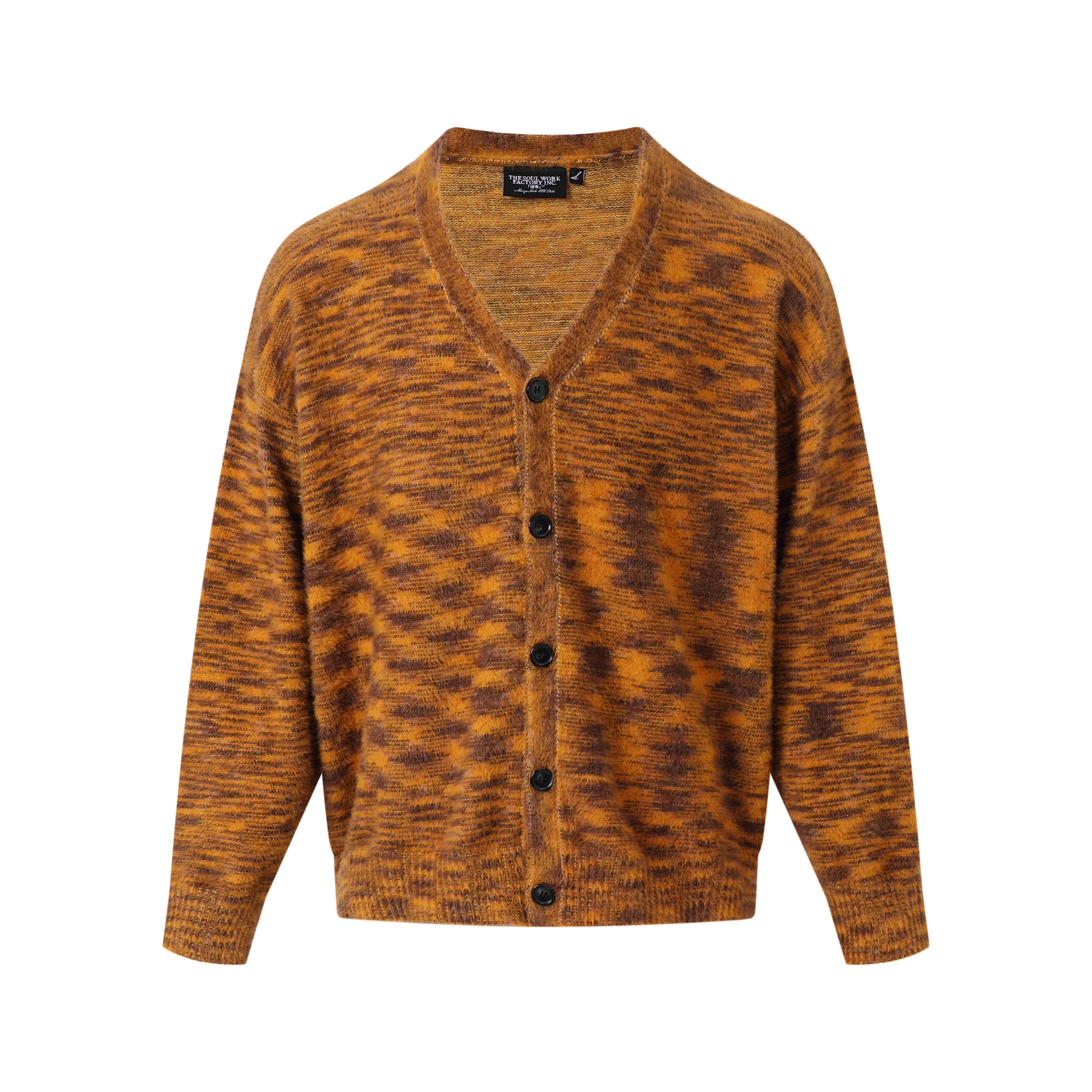SWFI Far East Men's Relaxed Fit Gradient Mohair Cardigan Sweater