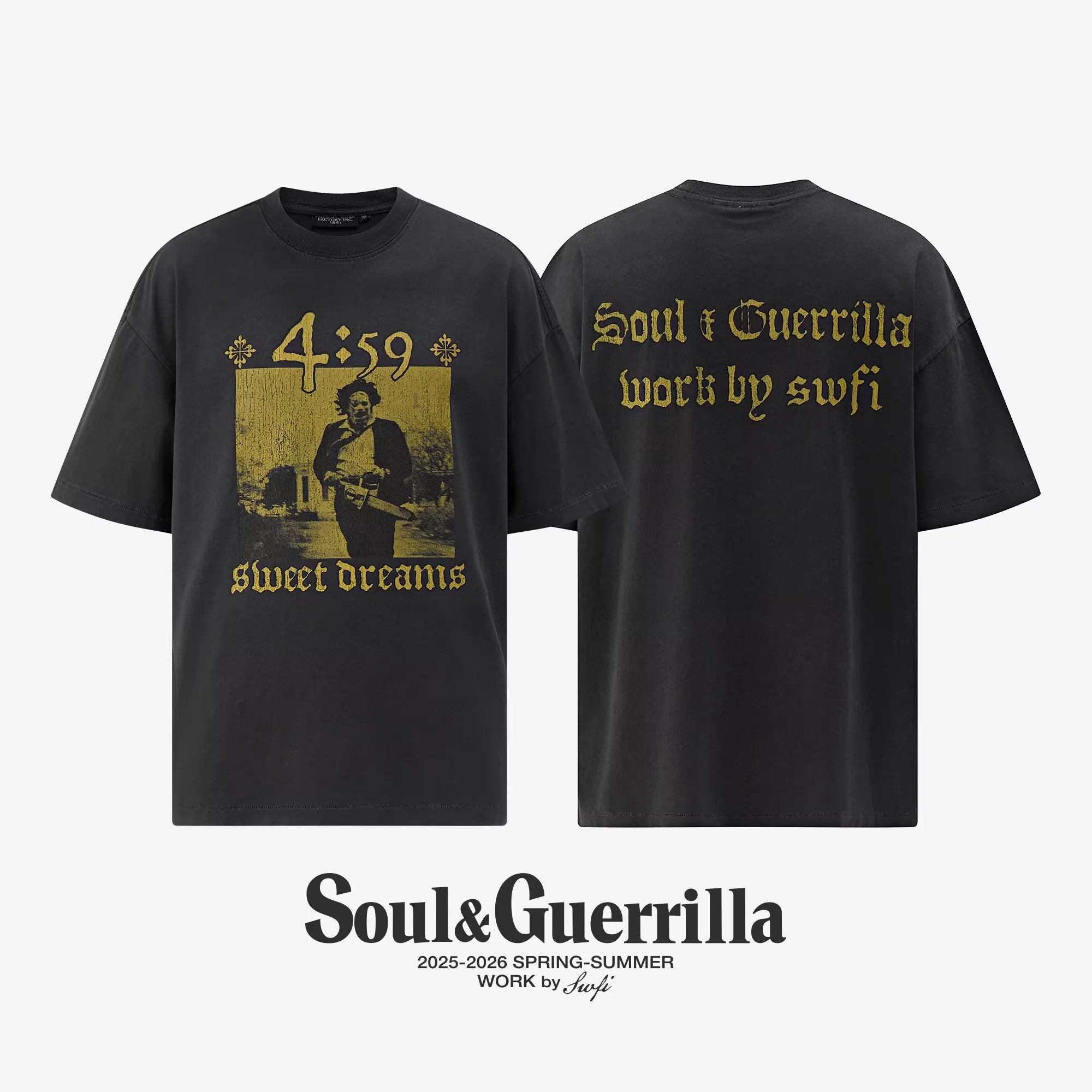 SWFI Vintage-Dyed Enzyme-Washed Cotton Graphic Oversized T-Shirt