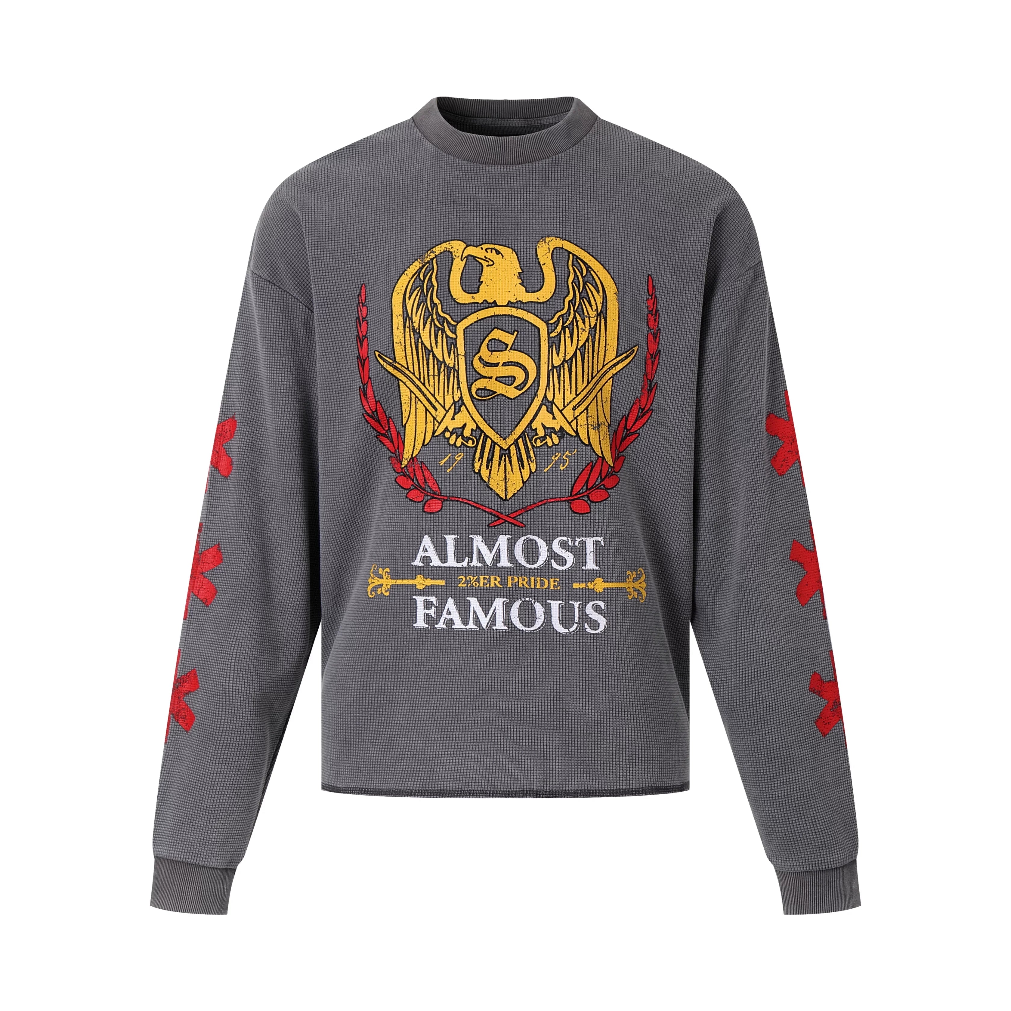 SWFI Far East Vintage Graphic Waffle Knit Long Sleeve T-Shirt