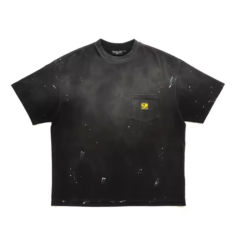 SWFI Far East Paint-Washed Slogan Print Boxy Cotton T-Shirt