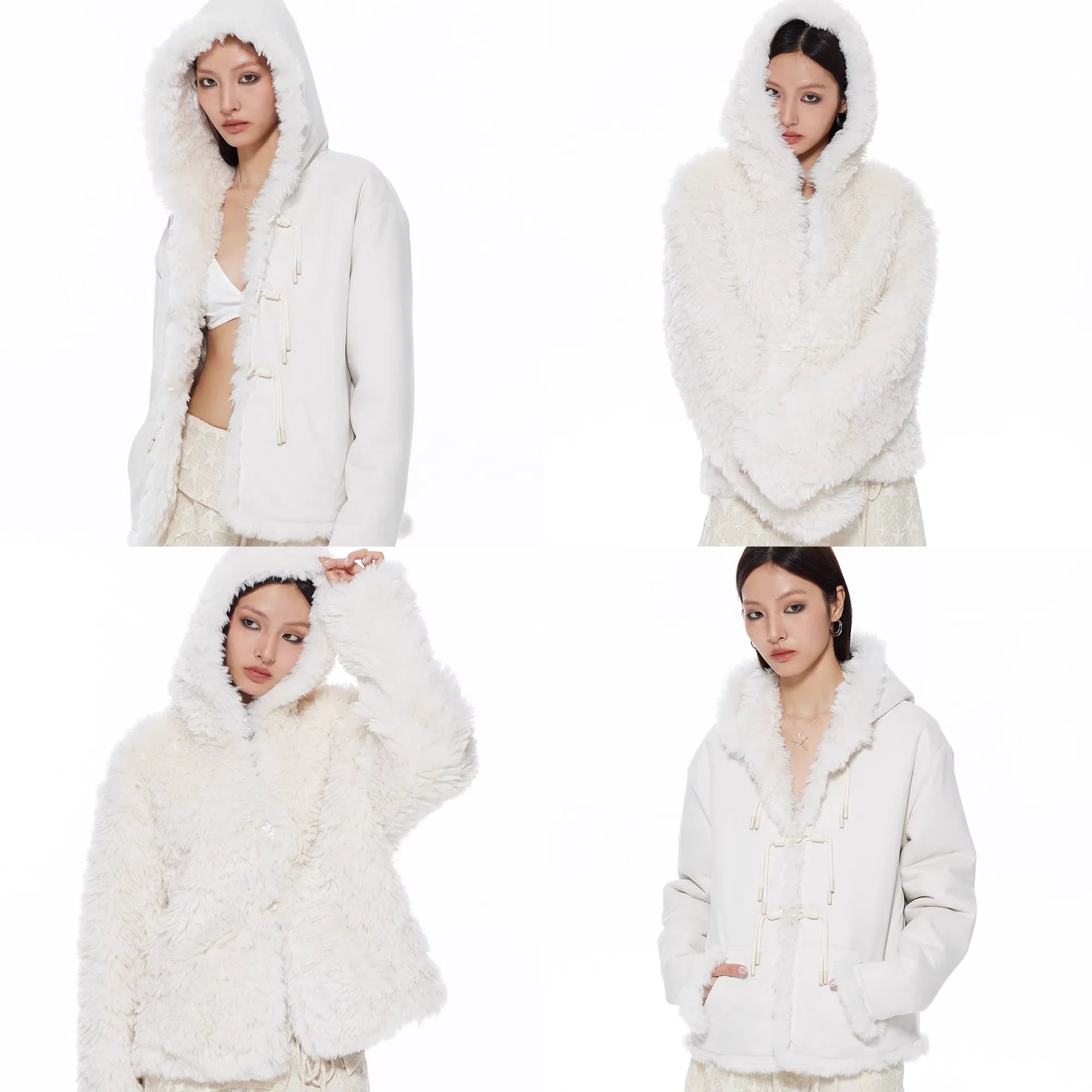 THELIGHT OFFICIAL Reversible Sherpa Hooded Coat with Toggle Closures