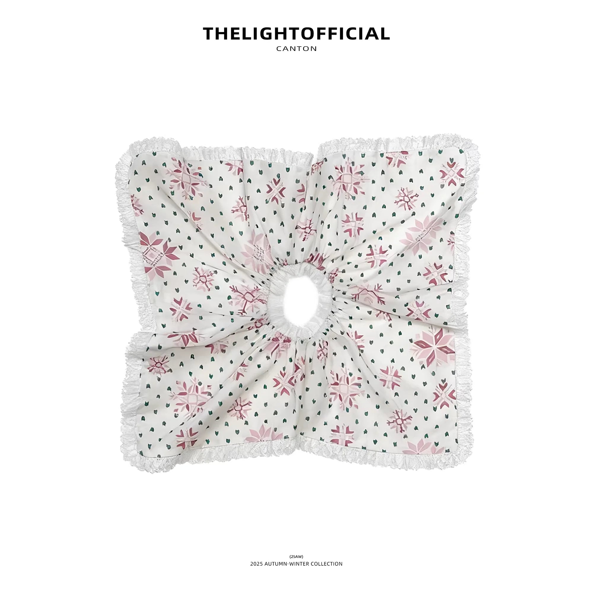 THELIGHT OFFICIAL Lace Trim Floral Elastic Scarf Scrunchie