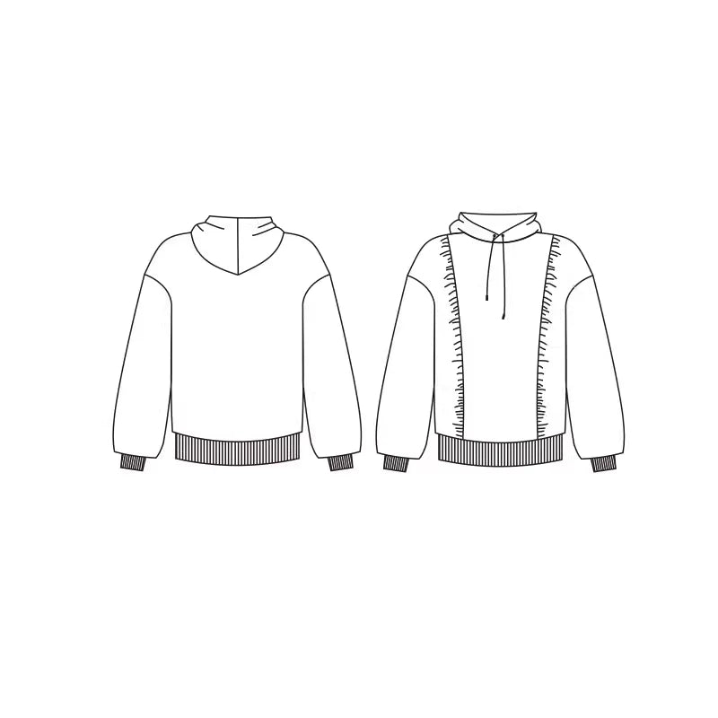 TRIANGLE PROJECT Pleated Patchwork Hoodie with Kangaroo Pocket - Unisex