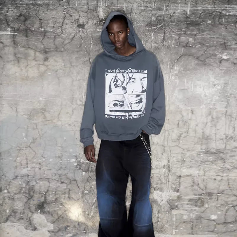 TRIANGLE PROJECT Distressed Gradient Dyed Printed Hoodie