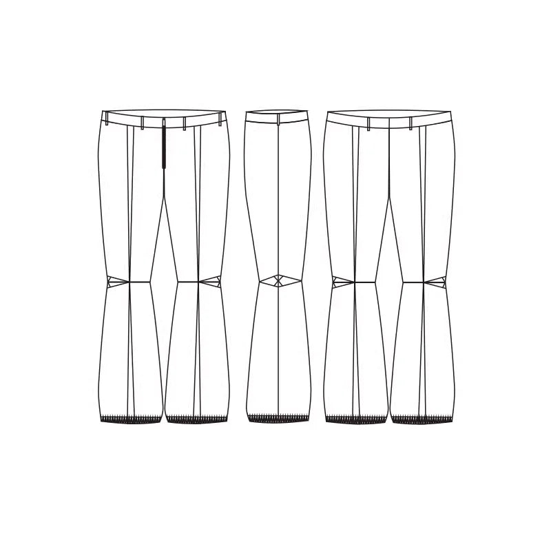 TRIANGLE PROJECT Men's Pleated Flared Pants with Origami-Inspired Design