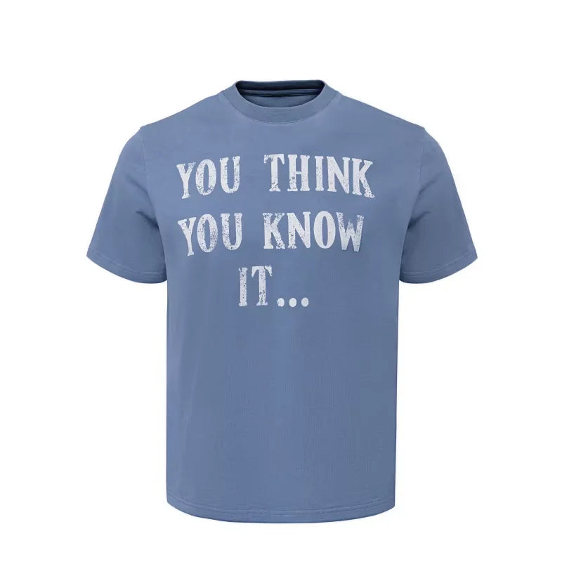 VLABMADE Vintage Washed Blue Slogan Boxy T-Shirt