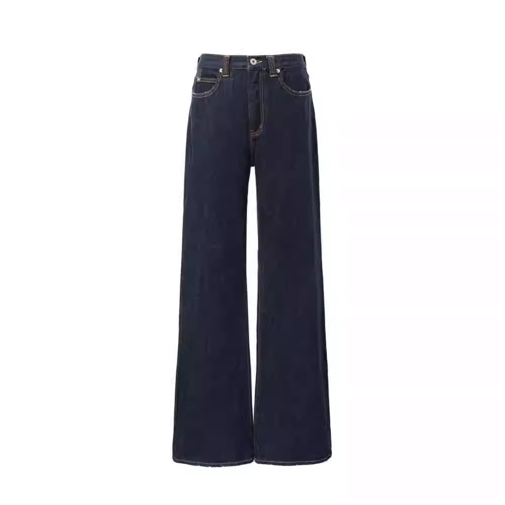 VLABMADE Men's Bootcut Flared Raw Denim Jeans with Contrast Stitching and Pockets