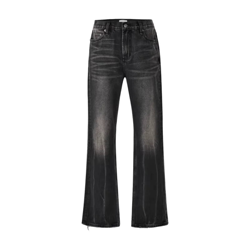 VLABMADE Vintage Washed Flared Distressed Black Denim Jeans