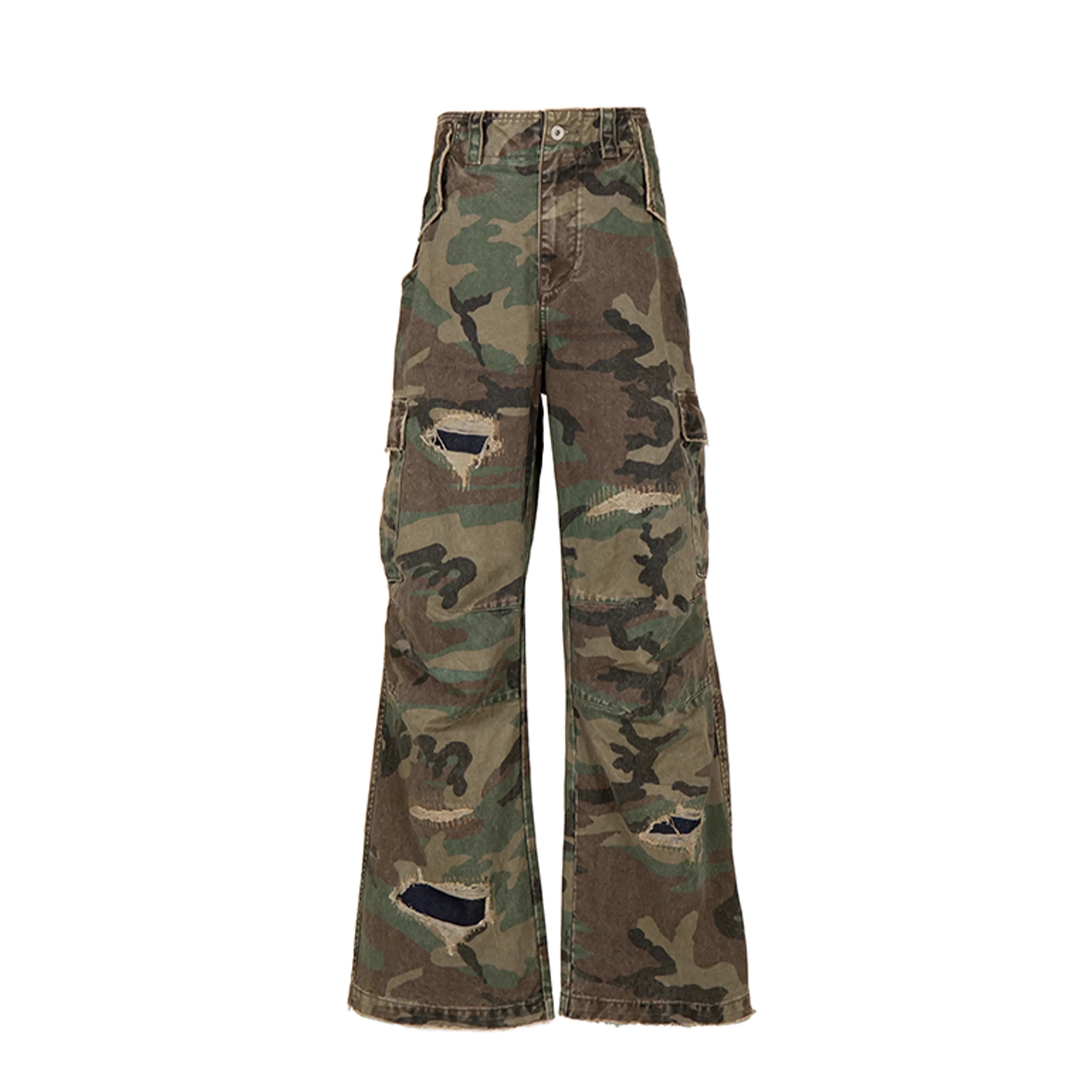 VLABMADE Camouflage Distressed Cargo Pants