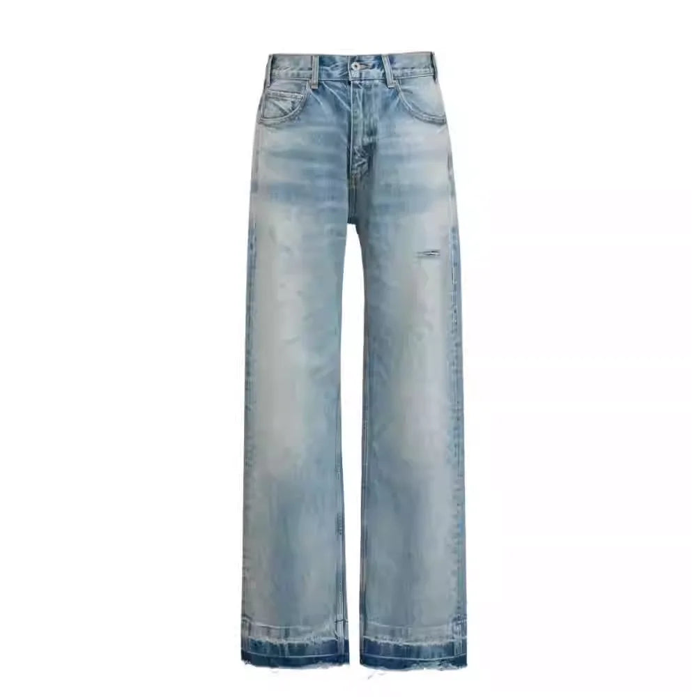 VLABMADE Distressed Ice Blue Vintage Straight-Leg Jeans